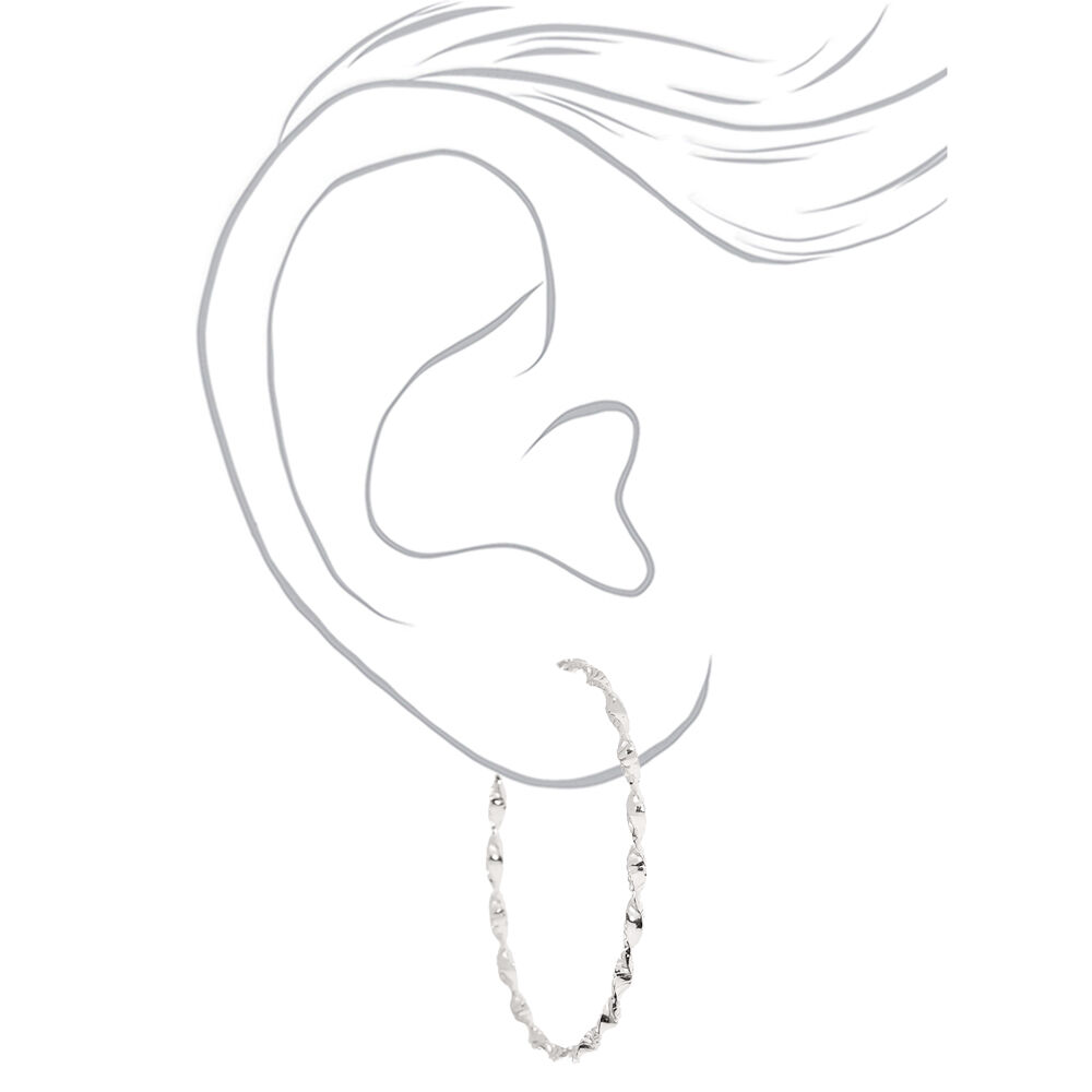 Silver 60MM Twisted Hoop Earrings,