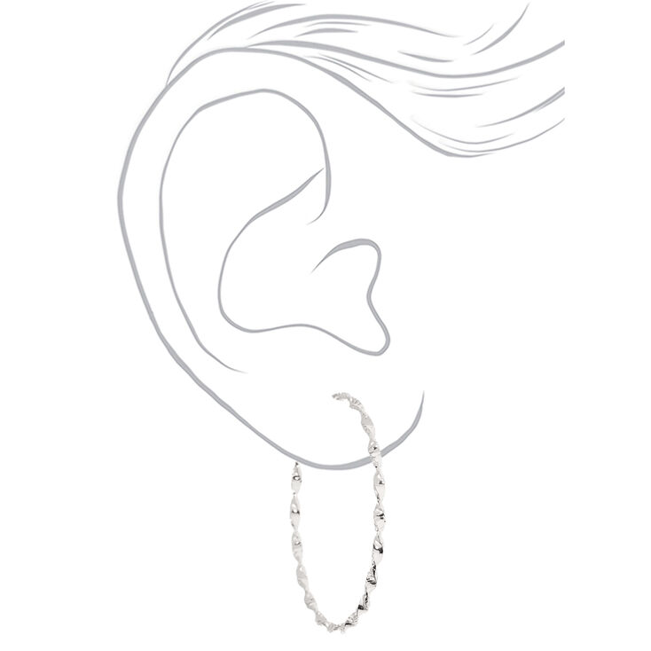 Silver 60MM Twisted Hoop Earrings,