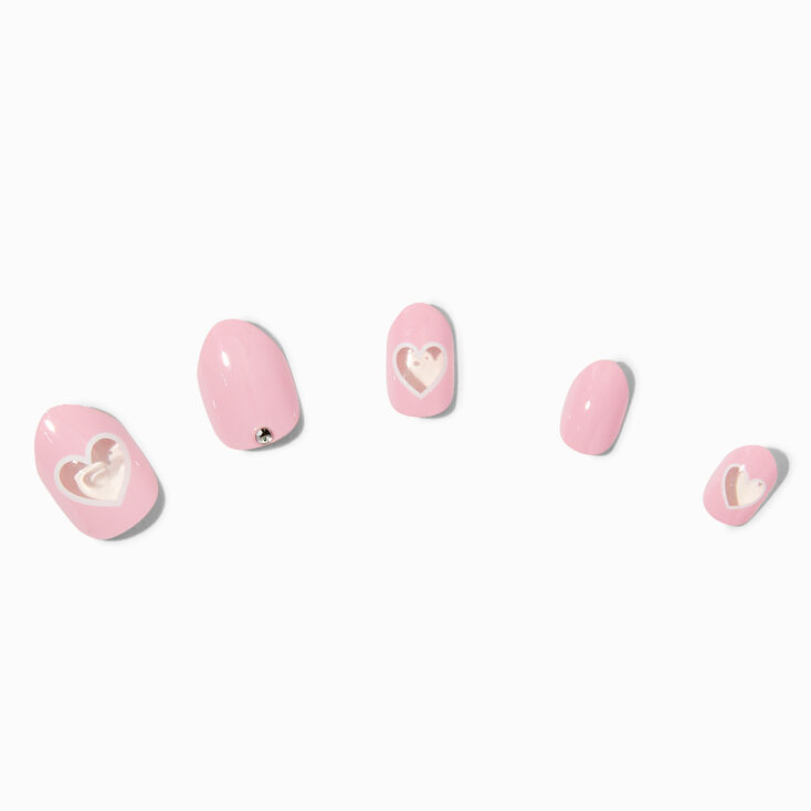Pink Heart Stiletto Press On Vegan Faux Nail Set - 24 Pack,