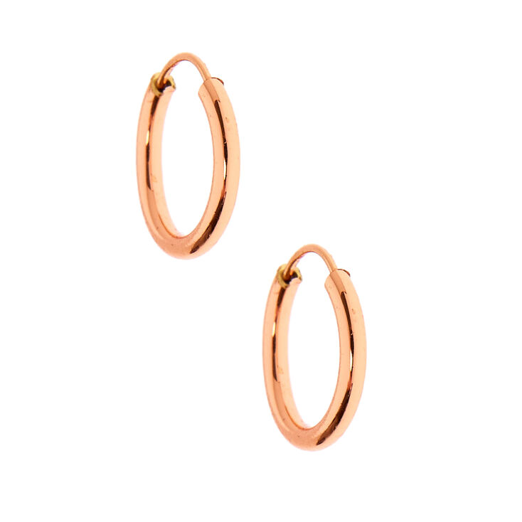 18kt Rose Gold Plated Cubic Zirconia Stud &amp; Hoop Earring Set - 3 Pack,