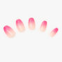 Raspberry Pink Ombre Coffin Faux Nail Set - 24 Pack,