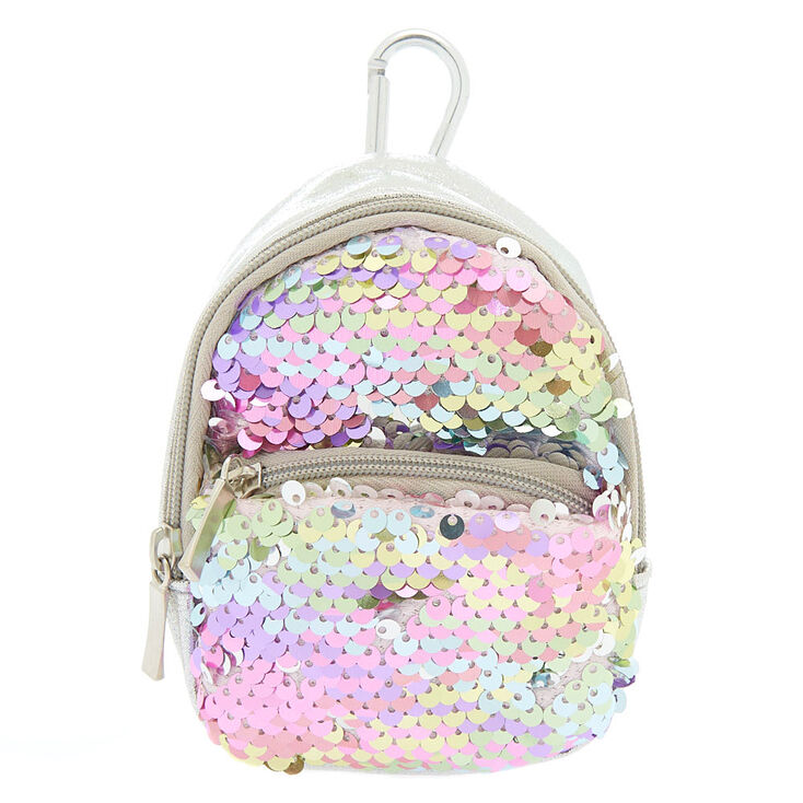 Claire's Porte-clés mini sac à dos couleur argenté