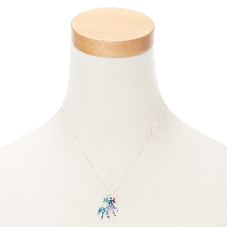 Cosmic Unicorn Glitter Pendant Necklace,