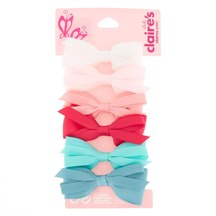 Claire S Club Preppy Hair Bow Clips 6 Pack Claire S
