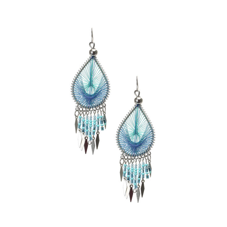 Turquoise Dreamcatcher Drop Earrings,