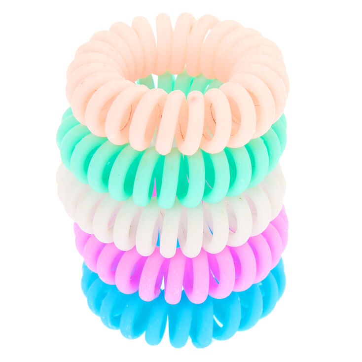 Matte Pastel Mini Spiral Hair Bobbles - 5 Pack,