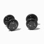 Black Splatter Button Faux Ear Plug Earrings,