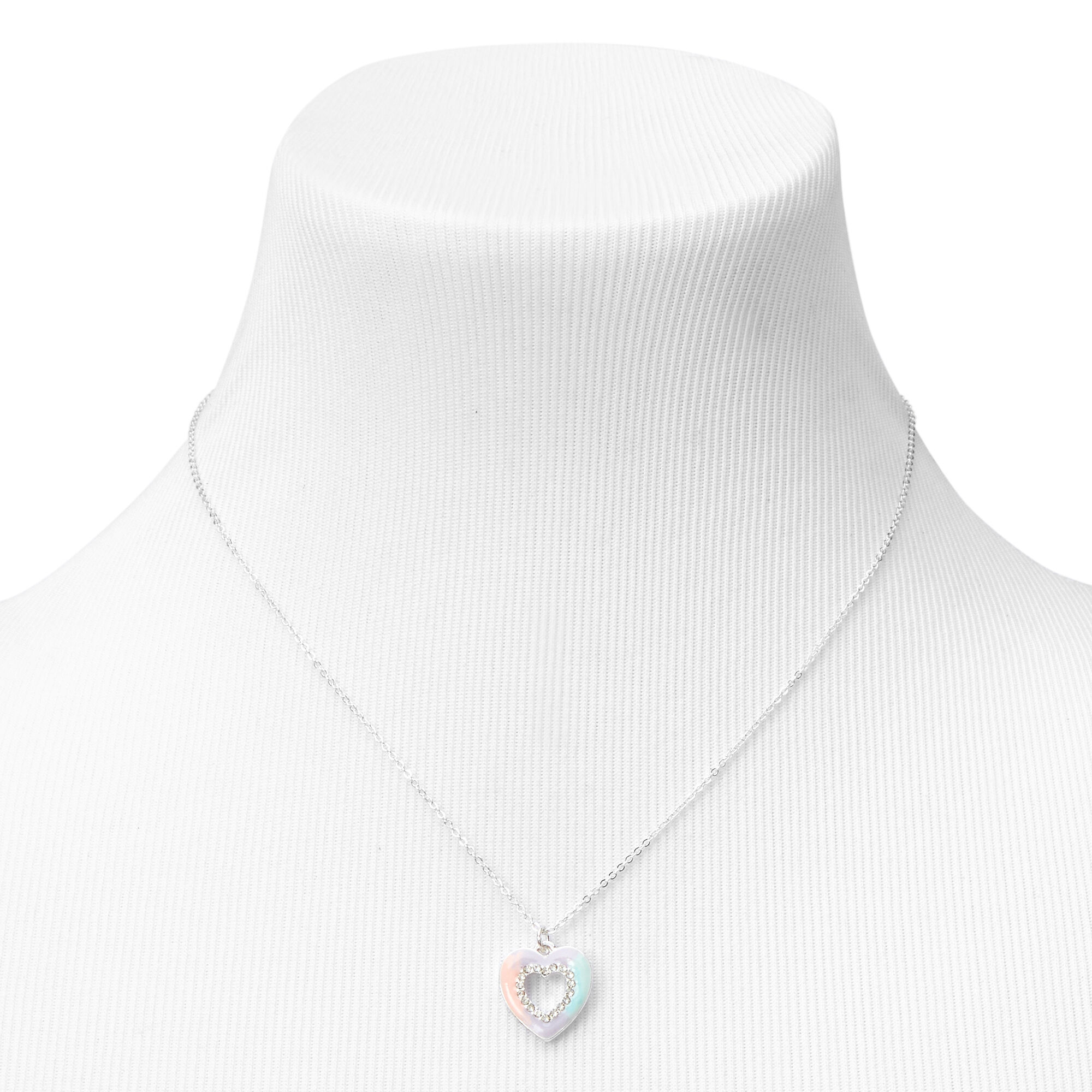 Pastel Ombre Open Heart Pendant Necklace,