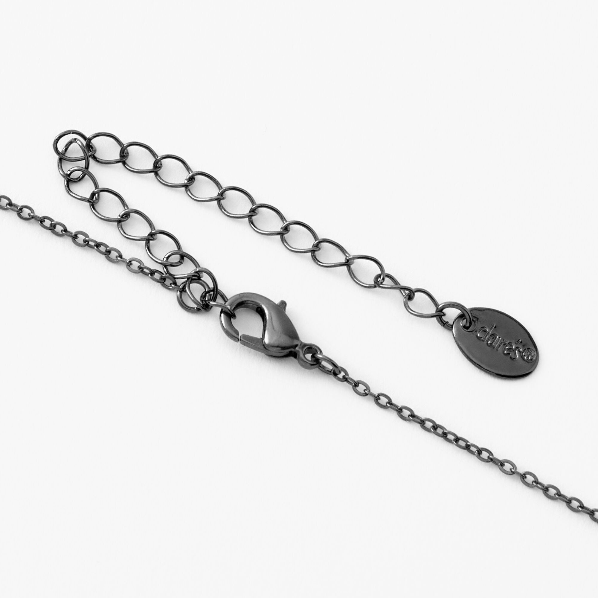 Collier à pendentif 40 cm étoile et cœur noir,