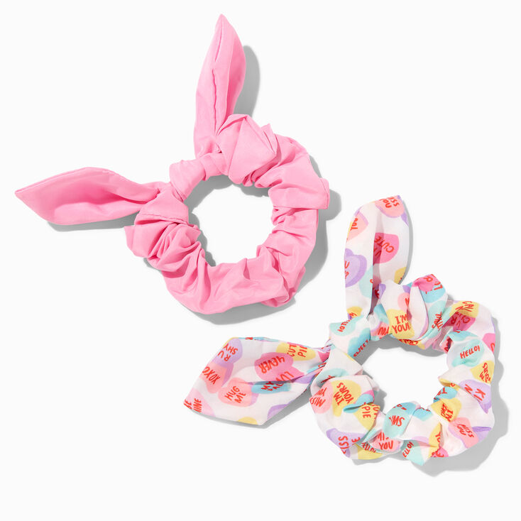 Valentine&#39;s Day Knotted Bow Hair Scrunchies - 2 Pack,