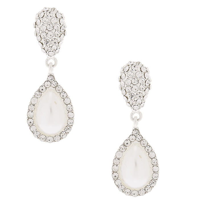 Claire's Boucles d'oreille en forme de gouttes brillantes 3,8 cm couleur argenté