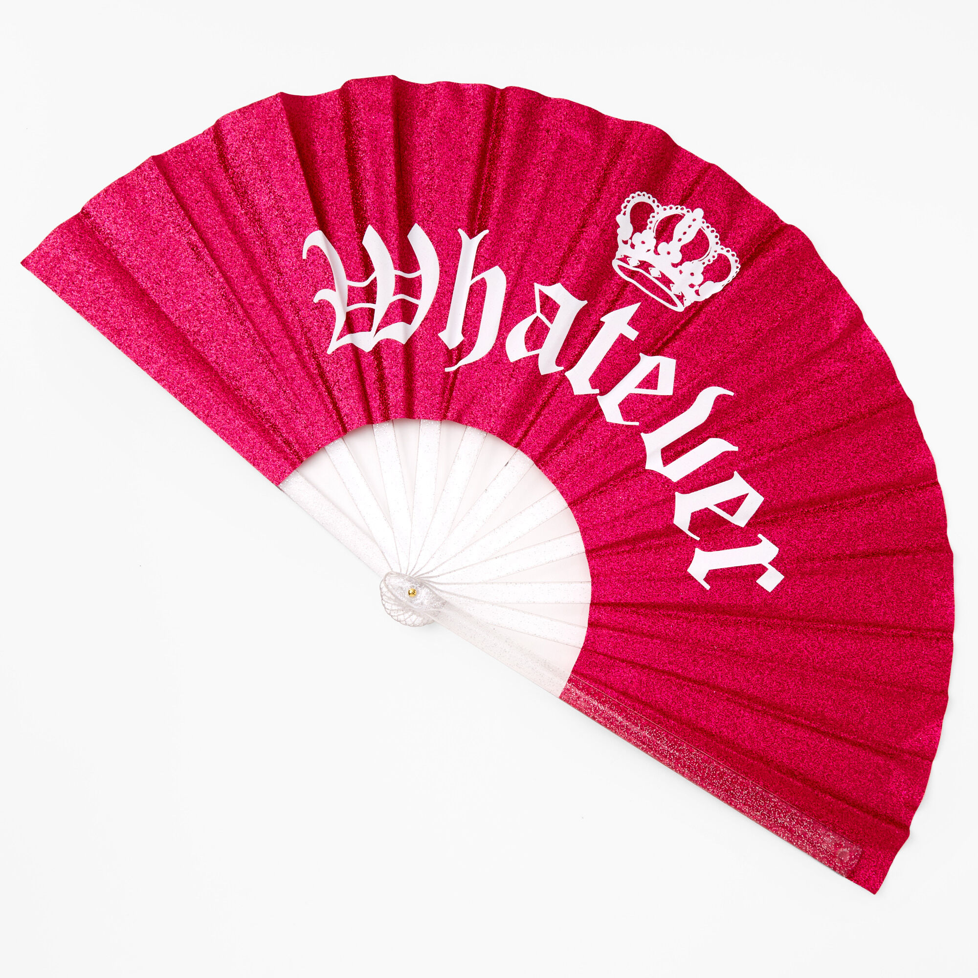 Claire's Éventail pliant couronne « Whatever » - Rose