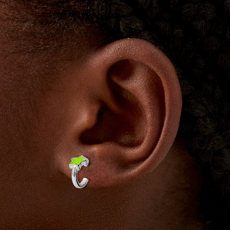 Mixed Metal Neon Stud &amp; Hoops Earrings - 20 Pack ,