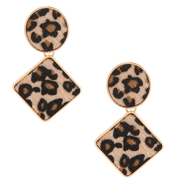 Claire's Pendantes à imprimé léopard pelucheux couleur doré