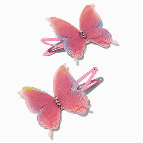Claire&#39;s Club Pink Butterfly Snap Hair Clips - 2 Pack,