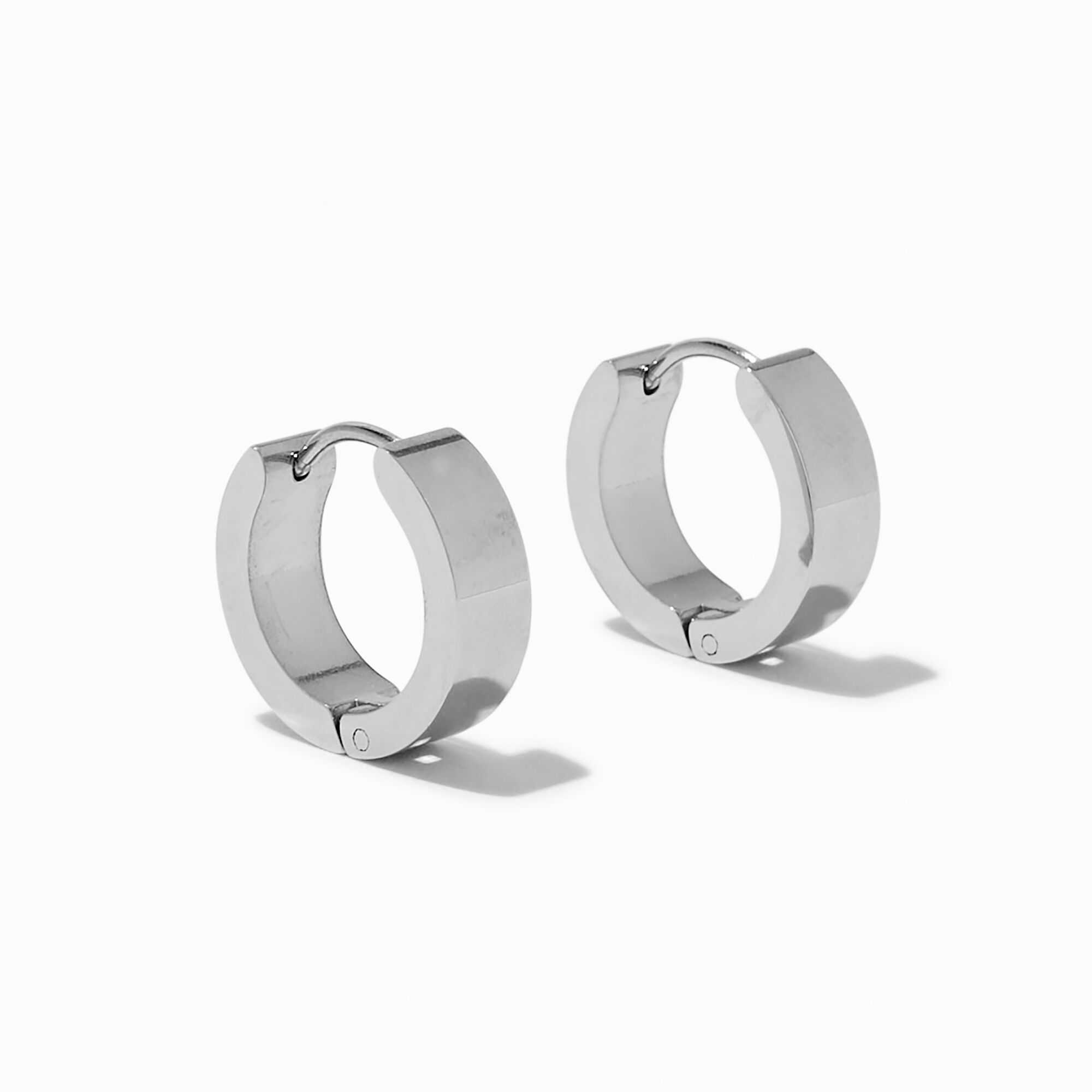 View Claires Tone Stainless Steel 12MM Huggie Hoop Earrings Silver information