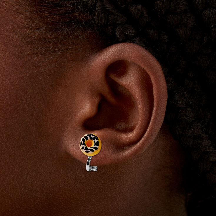 Chocolate Marble Donut Clip-On Earrings,