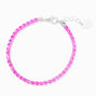 Pink Crystal Silver Tennis Bracelet,