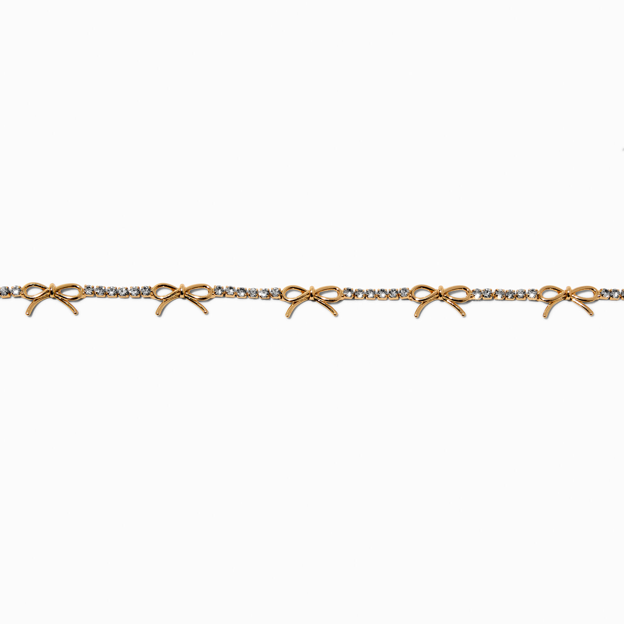 Gold-tone Bow Crystal Cup Chain Bracelet,