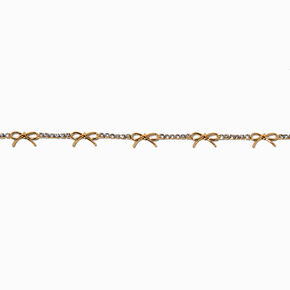Gold-tone Bow Crystal Cup Chain Bracelet,