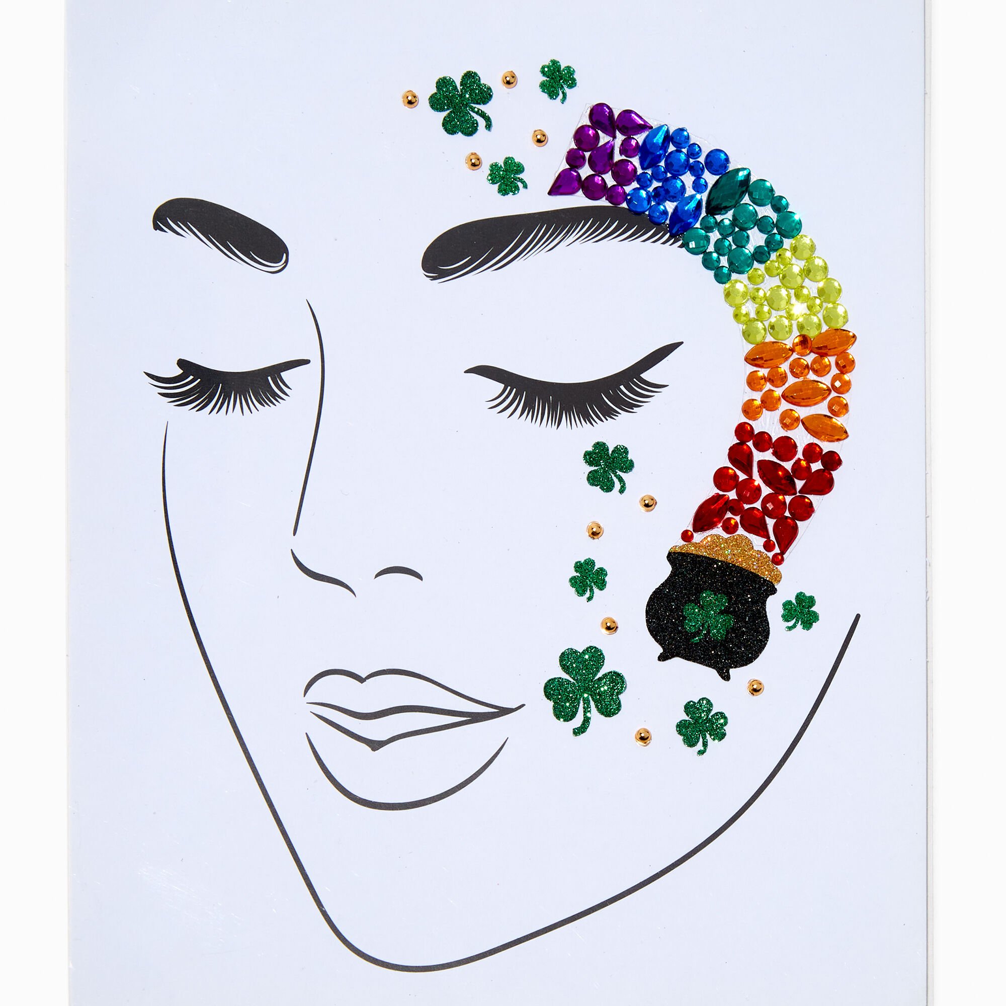 Rainbow, Pot of Gold, & Shamrock Face Stickers,