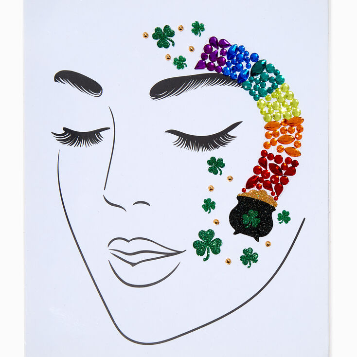 Rainbow, Pot of Gold, &amp; Shamrock Face Stickers,
