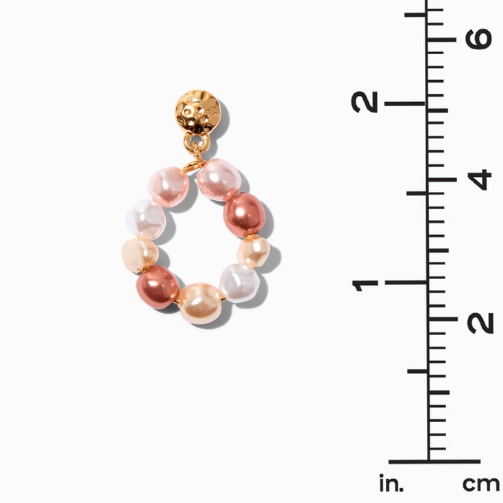 Multicolored Pearl 1&#39;&#39; Gold Drop Earrings,