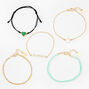 Gold Star Chain &amp; Mood Heart Cord Bracelet Set - 5 Pack,