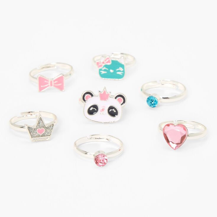 Claire&#39;s Club Mint Panda Rings - 7 Pack,