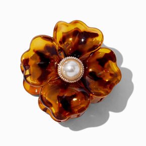 Tortoiseshell Pearl Flower Hair Claw,