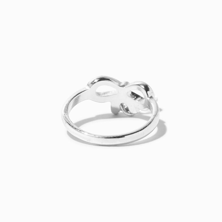 Silver-tone Bow With Crystal Midi Ring,