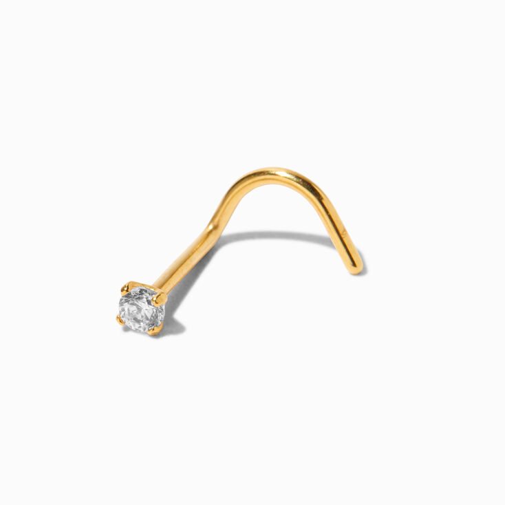 20G 18kt Gold Plated Titanium Cubic Zirconia Nose Stud,