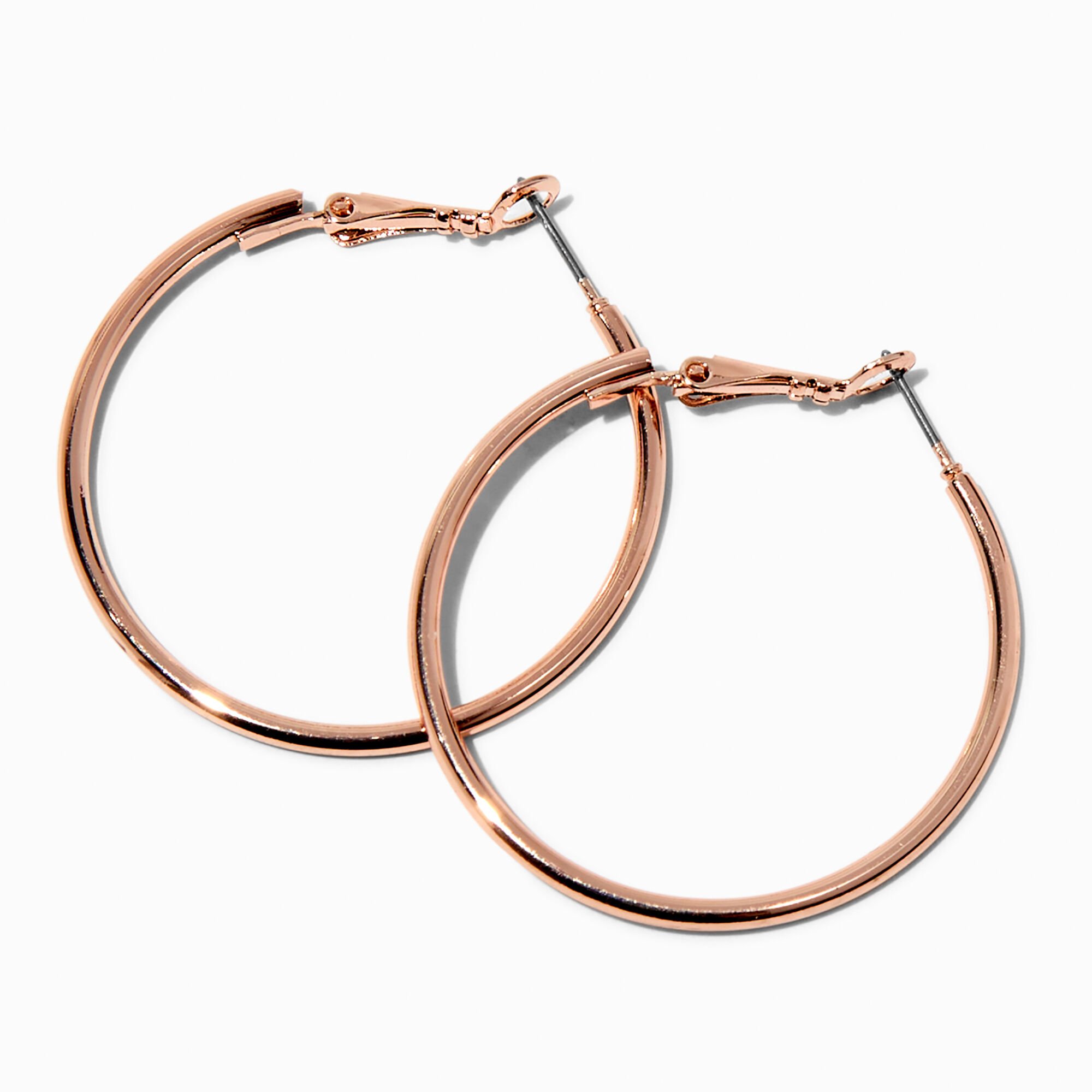 View Claires Tone 40MM Hoop Earrings Rose Gold information