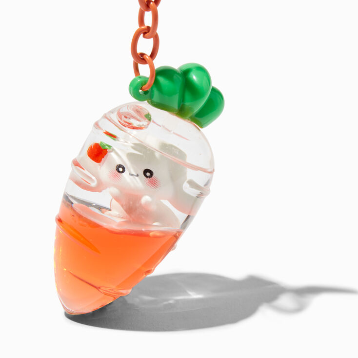 Carrot Water-Filled Glitter Keyring,