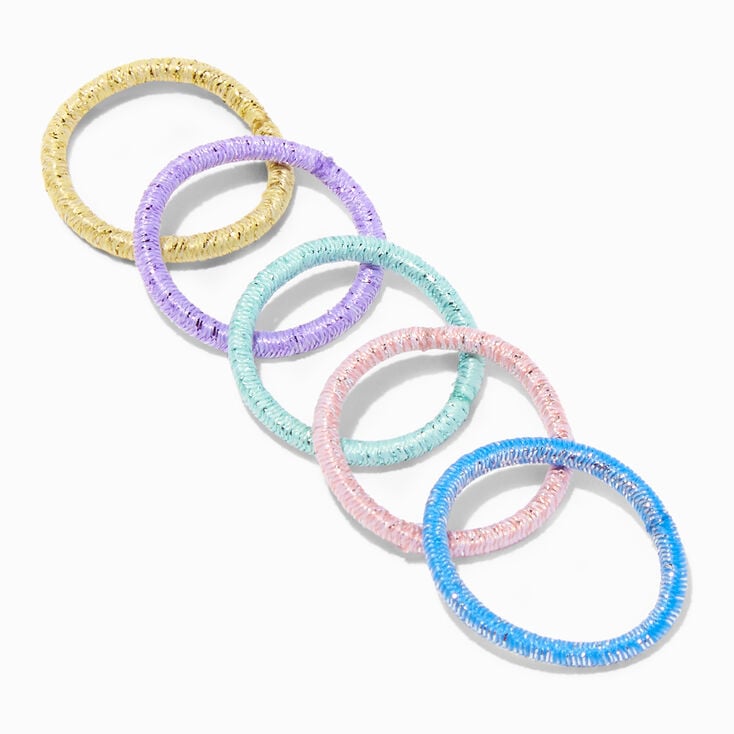 Mixed Pastels Lurex Small Hair Ties - 30 Pack,