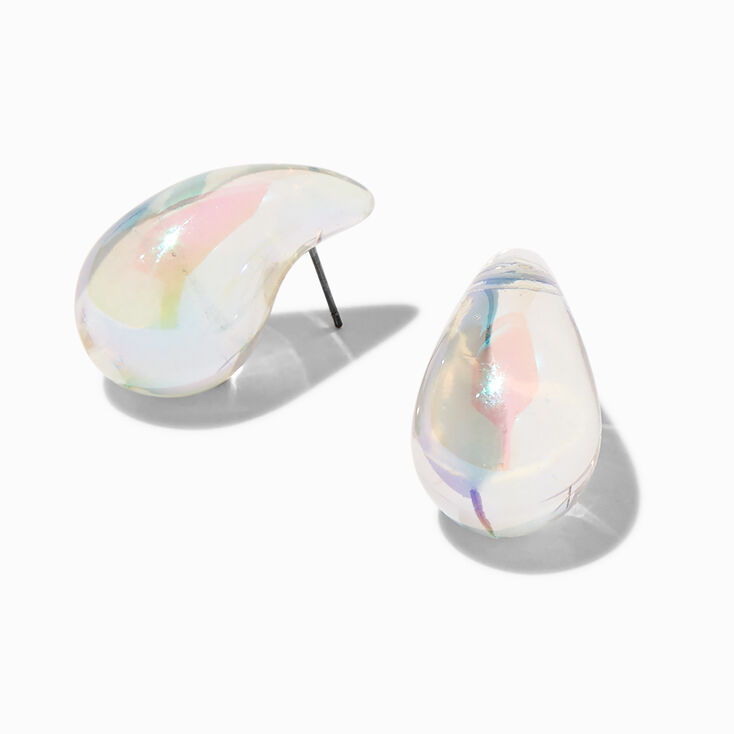 Pendantes 2,5&nbsp;cm haricot de grande taille AB iridescentes translucides,
