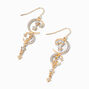 Gold Opal Starburst Moon 2&quot; Drop Earrings,