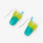 Blue &amp; Yellow Glow In The Dark Beverage 1&quot; Drop Earrings,