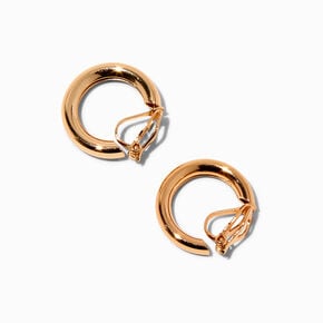 Gold Tube 20mm Clip-On Hoop Earrings,