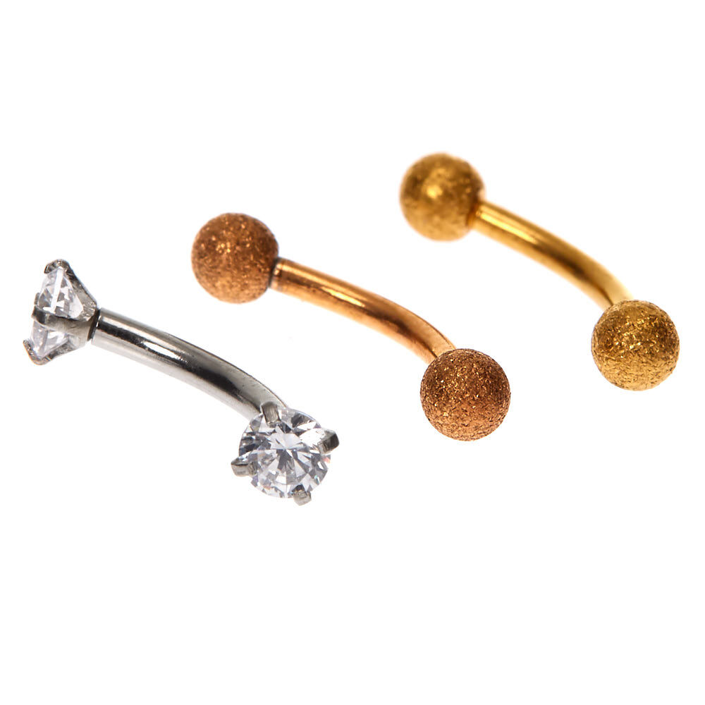 Mixed Metal 16G Rook Earrings - 3 Pack,