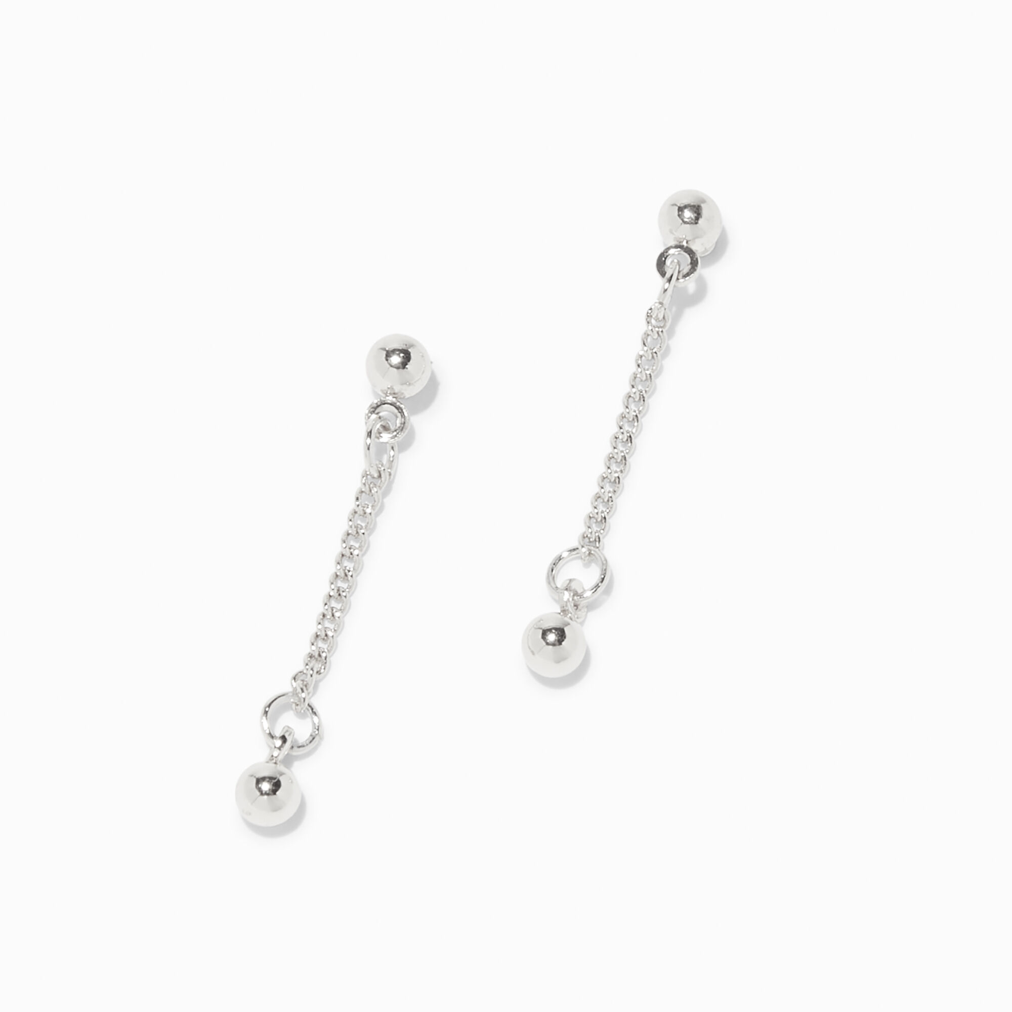 View Claires 1 Ball Drop Earrings Silver information