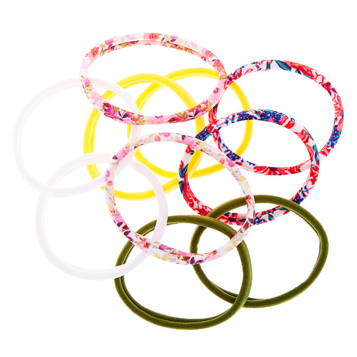 Spring Floral Rolled Hair Bobbles - 10 Pack,