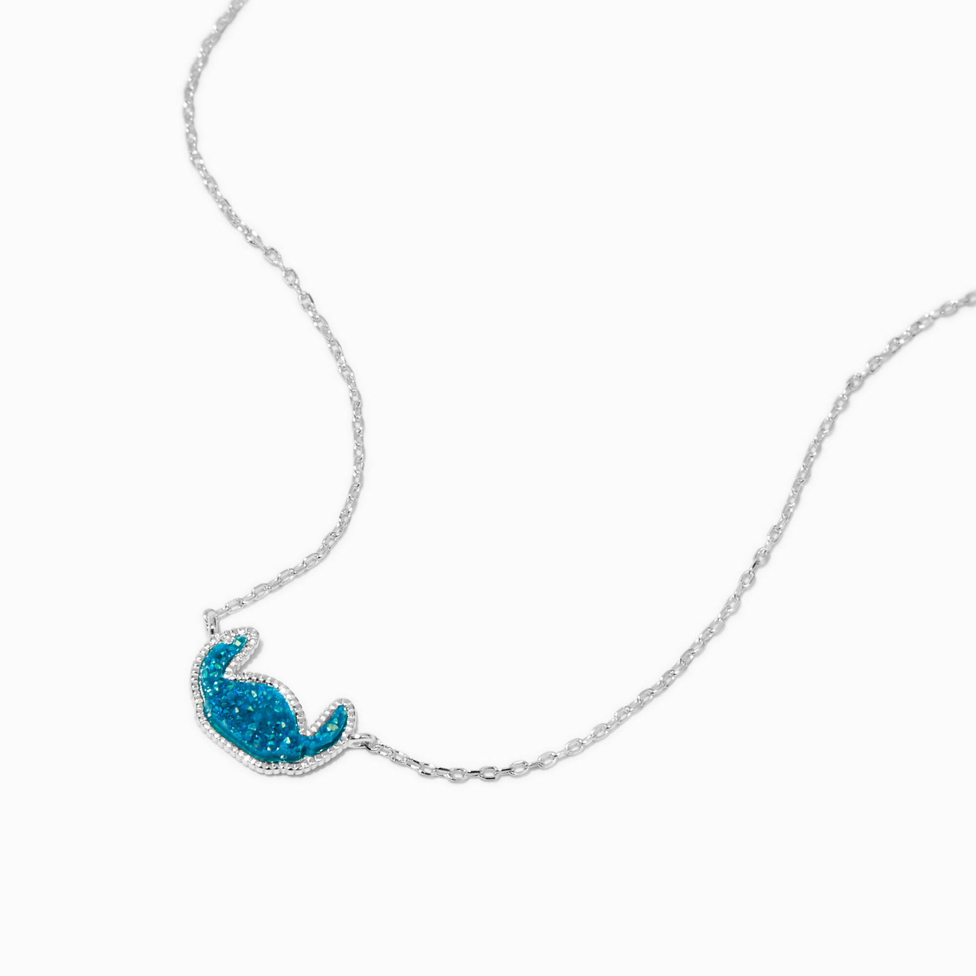 Disney Stitch Sterling Silver Druzy Pendant Necklace