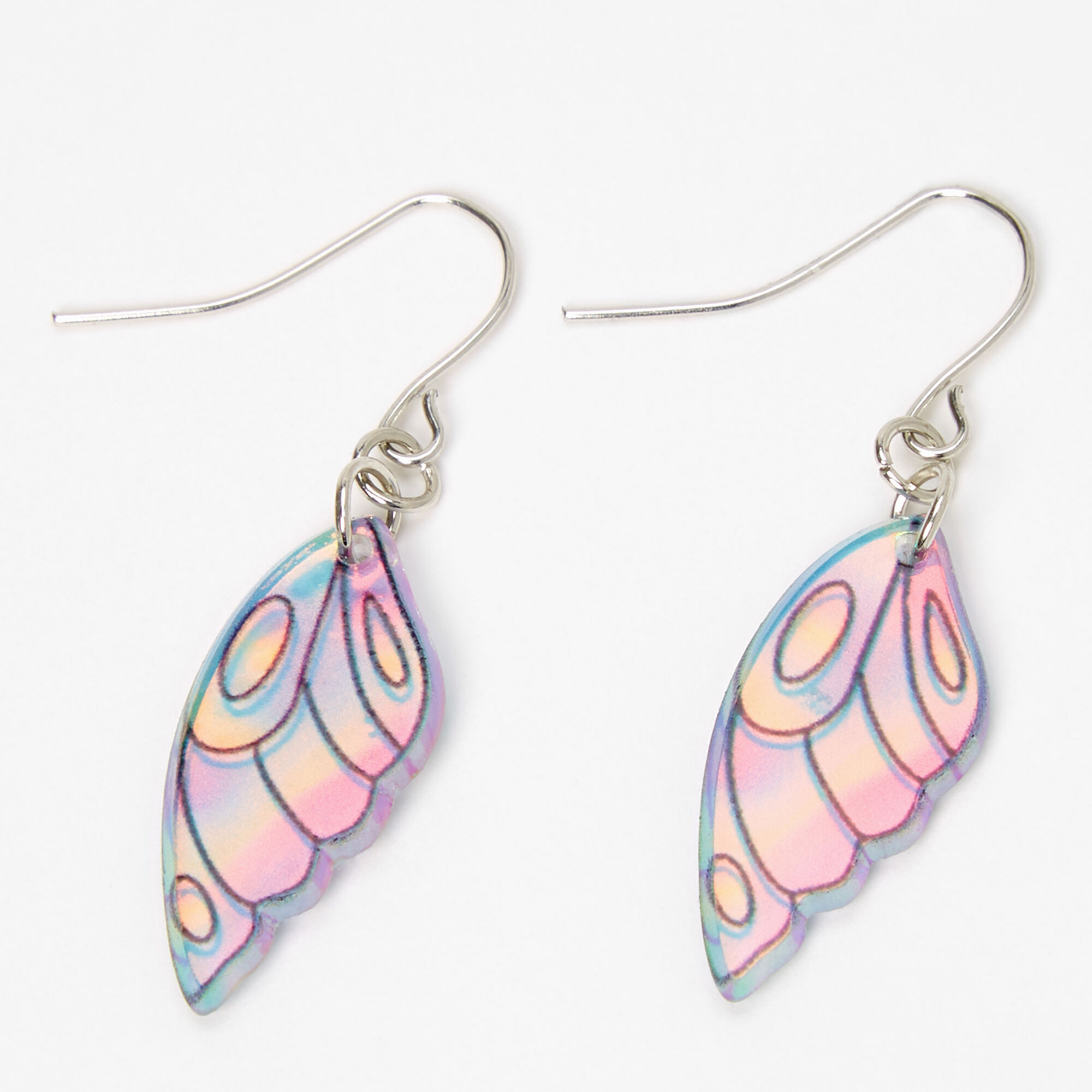 Holographic Wings Drop Earrings,