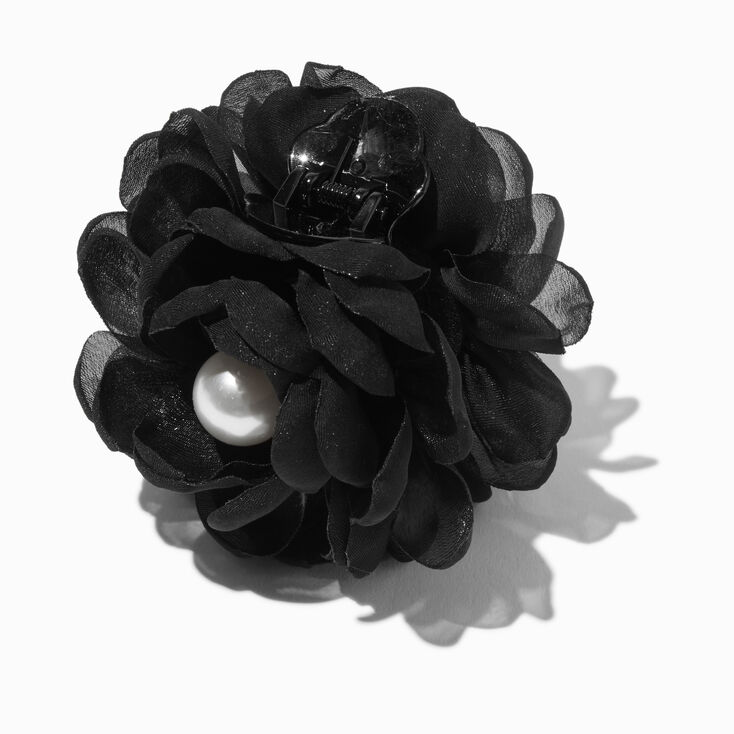Black Flower Pearl Hair Claw,