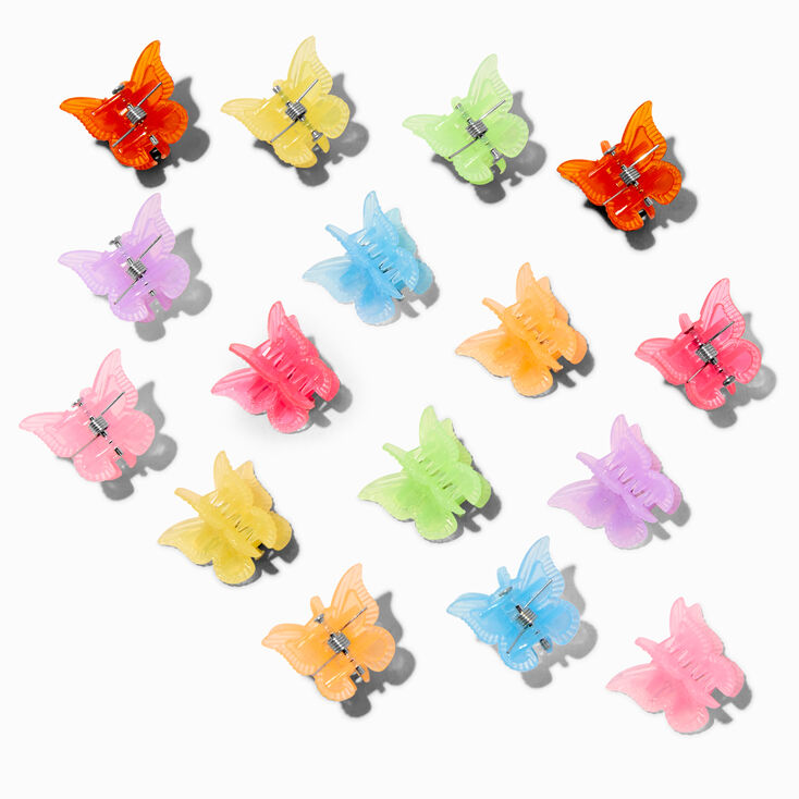 Soda Can Rainbow Butterfly Mini Hair Claws - 16 Pack,
