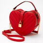 Quilted Heart Chain Crossbody Bag - Red,