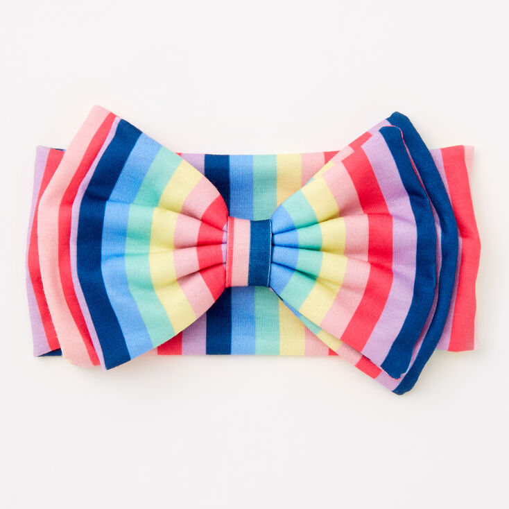 Claire&#39;s Club Rainbow Stripe Bow Headwrap,