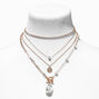 Gold Pearl Crystal Choker Necklace Set - 4 Pack,