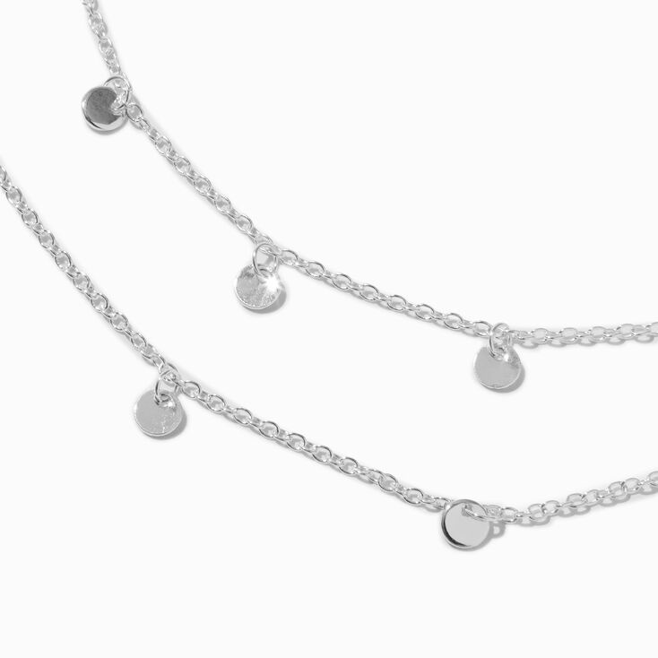 Silver-tone Confetti Disc Multi-Strand Necklace ,